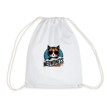Meowdness Cat Sunglasses - Drawstring Bag - white - Front