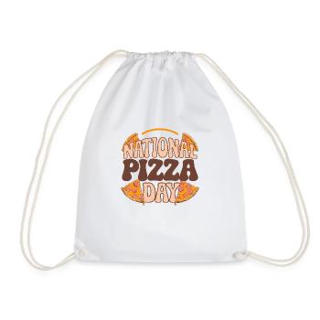National Pizza Day 2025 pizza day gift - Drawstring Bag - white - Front