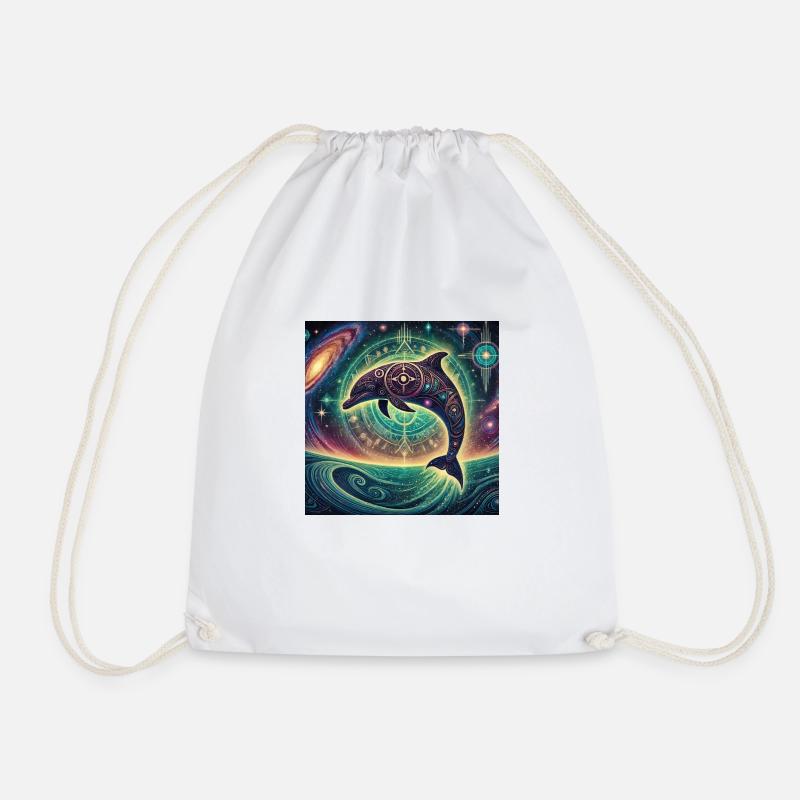 Dolphin power animal - Drawstring Bag - white