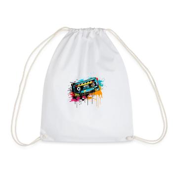 Cassette colorée des années 80 Rétro Vintage Musique des années 90 - Sac de sport léger - blanc - Devant