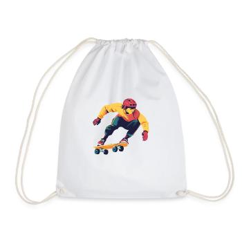 Skateboard Skater Ollie - Drawstring Bag - white - Front