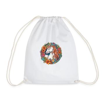Floral Horse - Turnbeutel - Weiß - Vorne