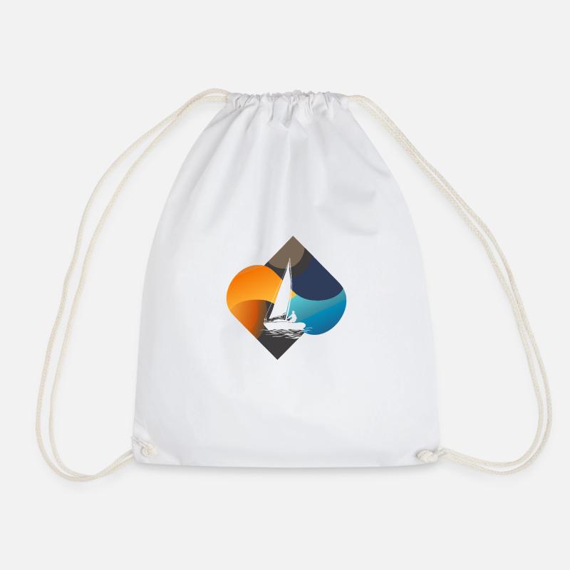 Sailboat Sailboats Sailing Ship - Drawstring Bag - white