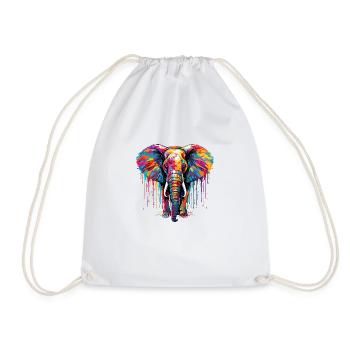 Bunter Elefant - Turnbeutel - Weiß - Vorne