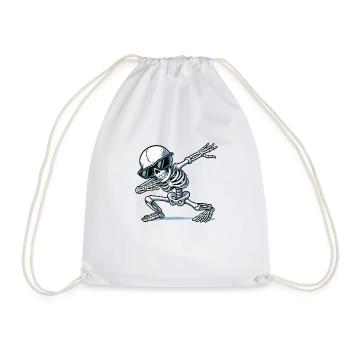 skull dabbing - Drawstring Bag - white - Front