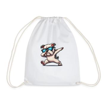Dog Dabbing Bulldog - Drawstring Bag - white - Front