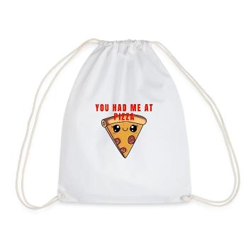 You Had Me at Pizza – Lustiges Kawaii Pizza Shirt - Turnbeutel - Weiß - Vorne