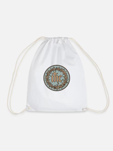 Vintage IHS Monogramm Jesus Christus - Turnbeutel - Weiß