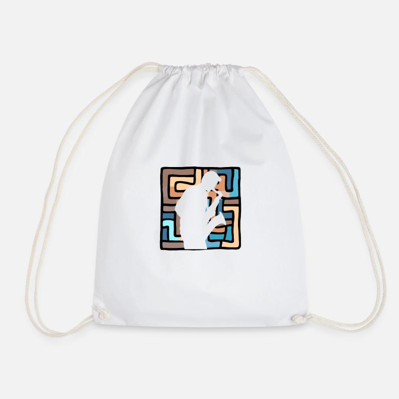 Jazz Saxophonist - Drawstring Bag - white