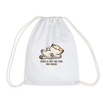 Meow – No Time for Drama Cat Design - Drawstring Bag - white - Front