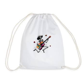Skeleton playing guitar. - Drawstring Bag - white - Front