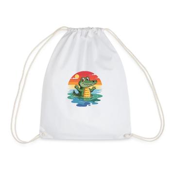 Alligator Retro Alligators - Drawstring Bag - white - Front