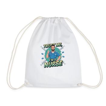 Male Nurse Hero - Drawstring Bag - white - Front