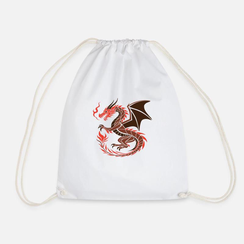 Red Dragon - Fantasy Art - Drawstring Bag - white