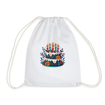 Gâteau aux bougies gâteau fête - Sac de sport léger - blanc - Devant