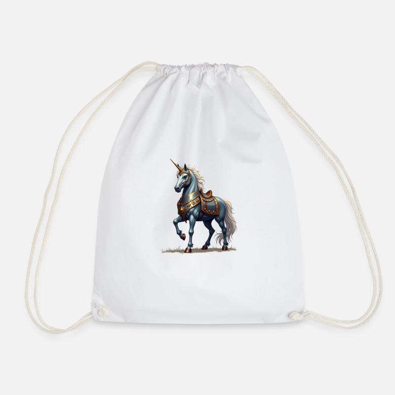Scottish Knight Unicorn - Drawstring Bag - white