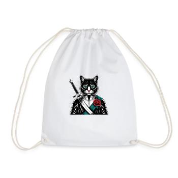 Die Samurai-Katze, die Bushido-Katze - Turnbeutel - Weiß - Vorne