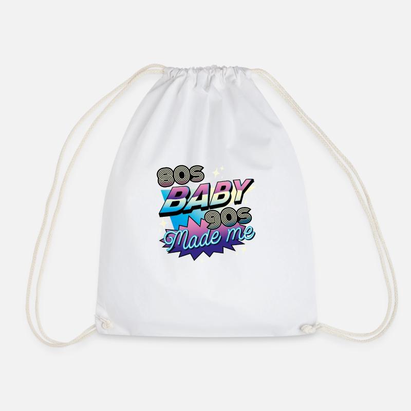 80s Baby – 90s Made Me - Drawstring Bag - white