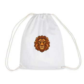 Low Poly Lion Head – Geometric T-Shirt Design - Drawstring Bag - white - Front