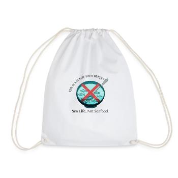 The Ocean is Not a Buffet – Sea Life, Not Seafood - Drawstring Bag - white - Front