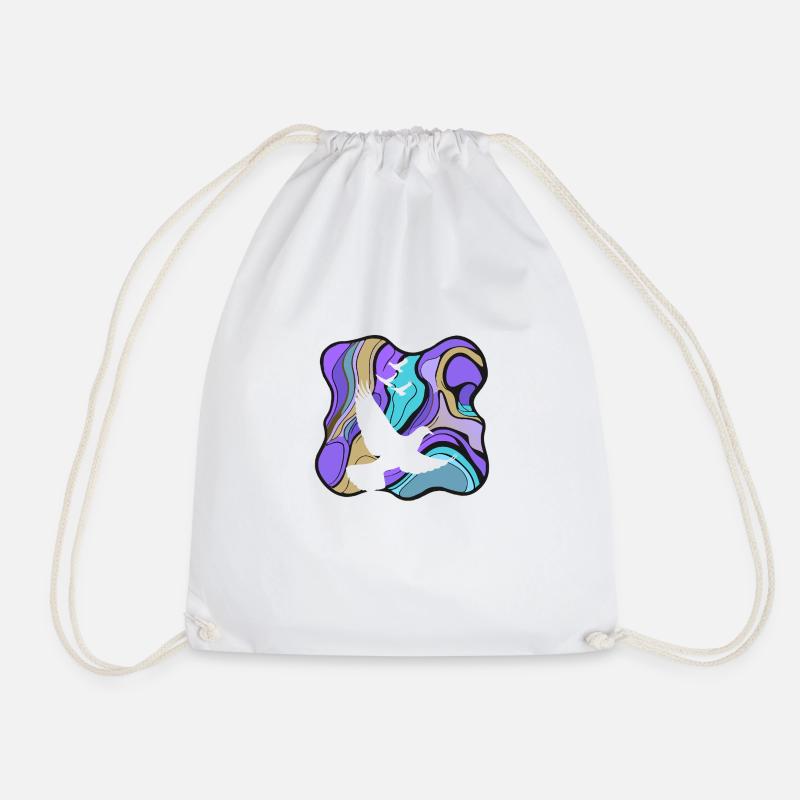 Pigeon Turtle Doves Pigeon Manure - Drawstring Bag - white