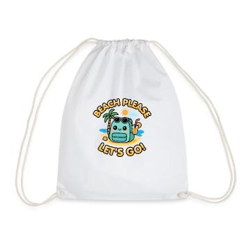 Plage s’il vous plaît, allons-y ! Sac à dos d’été Kawaii - Sac de sport léger - blanc - Devant