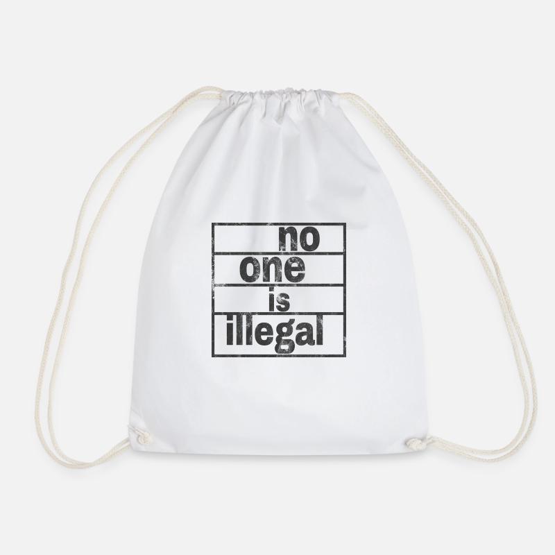 no human is illegal - The Original - Drawstring Bag - white