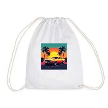 Vintage car - Drawstring Bag - white - Front