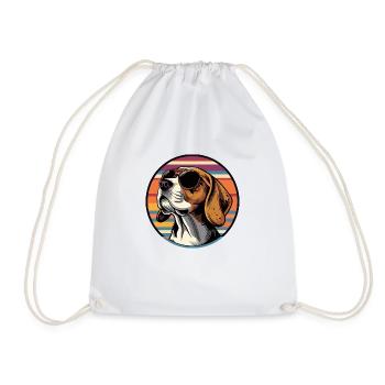Beagle Dog Cool - Drawstring Bag - white - Front