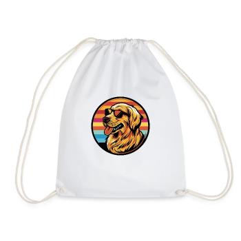 Golden Retriever Dog - Drawstring Bag - white - Front