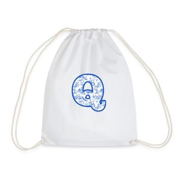 Letter q blue chinoiserie - Drawstring Bag - white - Front