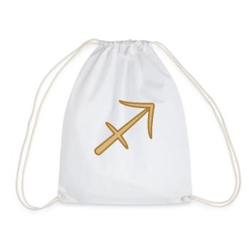 Sagittarius Zodiac Symbol Two Tone Golden - Drawstring Bag - white - Front