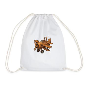 Airplane Steampunk - Drawstring Bag - white - Front