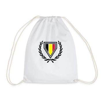 Belgium (Coat of Arms & laurel wreath) - Drawstring Bag - white - Front
