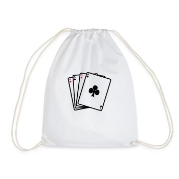 Poker - Karten - Turnbeutel - Weiß - Vorne