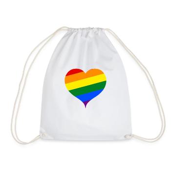 LGBT PRIDE heart - Drawstring Bag - white - Front