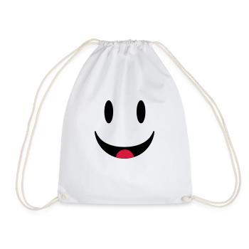 Glücklicher Smiley mit Zunge - Turnbeutel - Weiß - Vorne