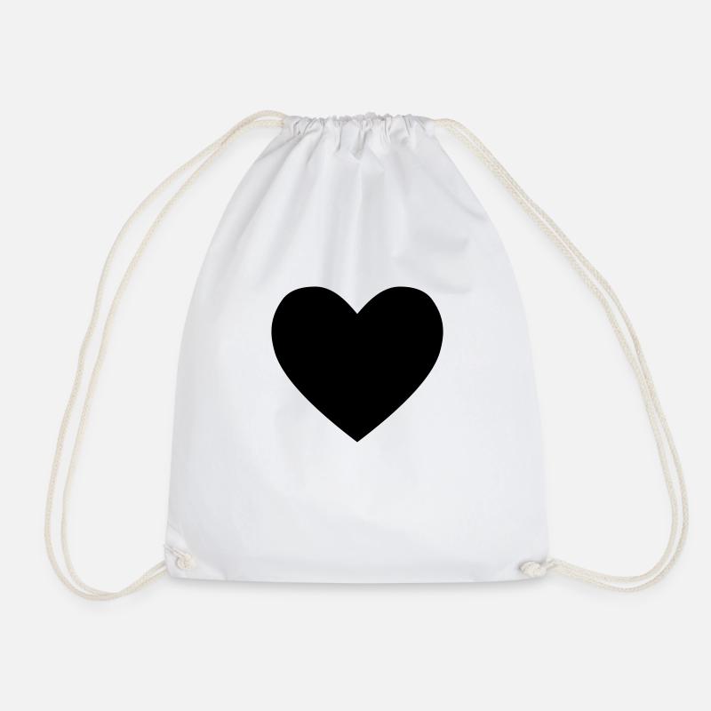 heart - Drawstring Bag - white