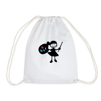 painter_girl - Drawstring Bag - white - Front