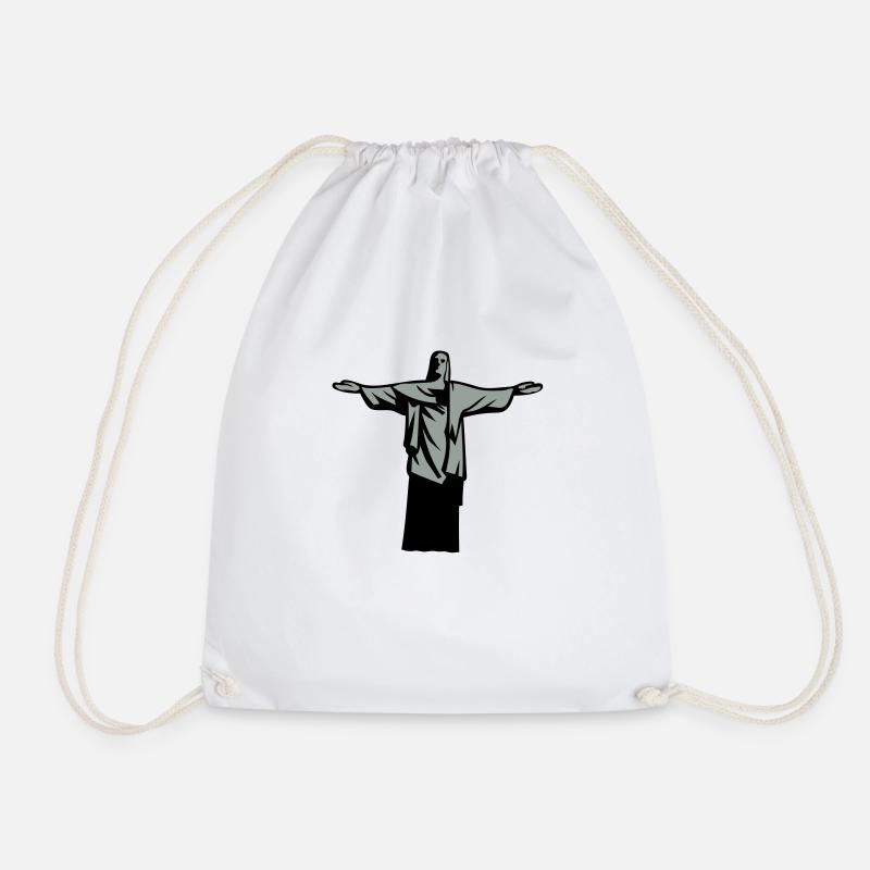 christ redeemer statue rio janeiro - Drawstring Bag - white