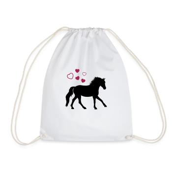 Horse with Hearts - Drawstring Bag - white - Front