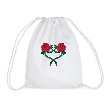 Rose Flower Heart 2 3c - Drawstring Bag - white - Front