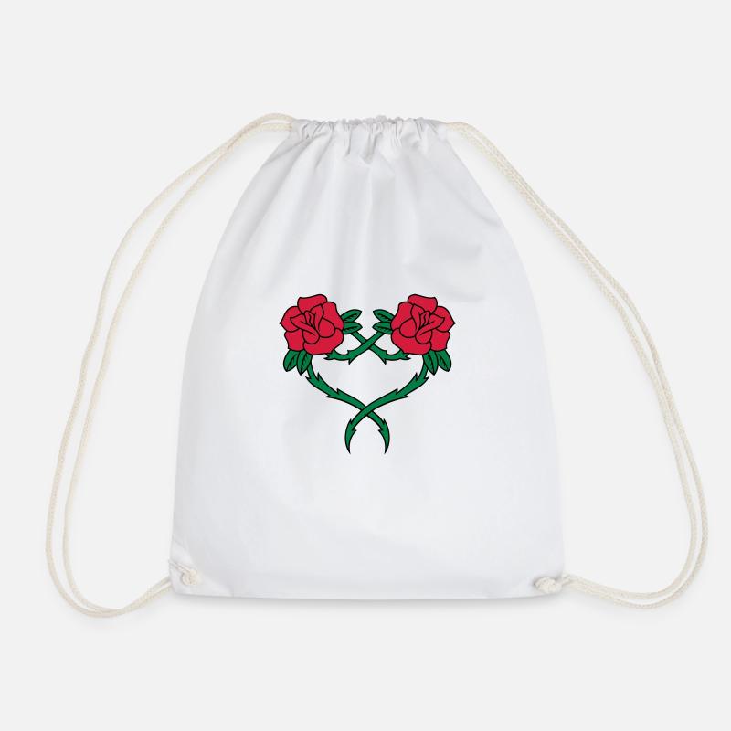 Rose Flower Heart 2 3c - Drawstring Bag - white