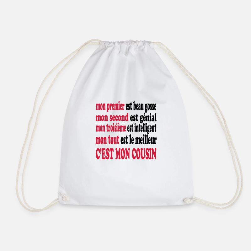 Mon cousin est beau - Drawstring Bag - white