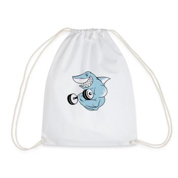 shark_bodybuilder - Turnbeutel - Weiß - Vorne