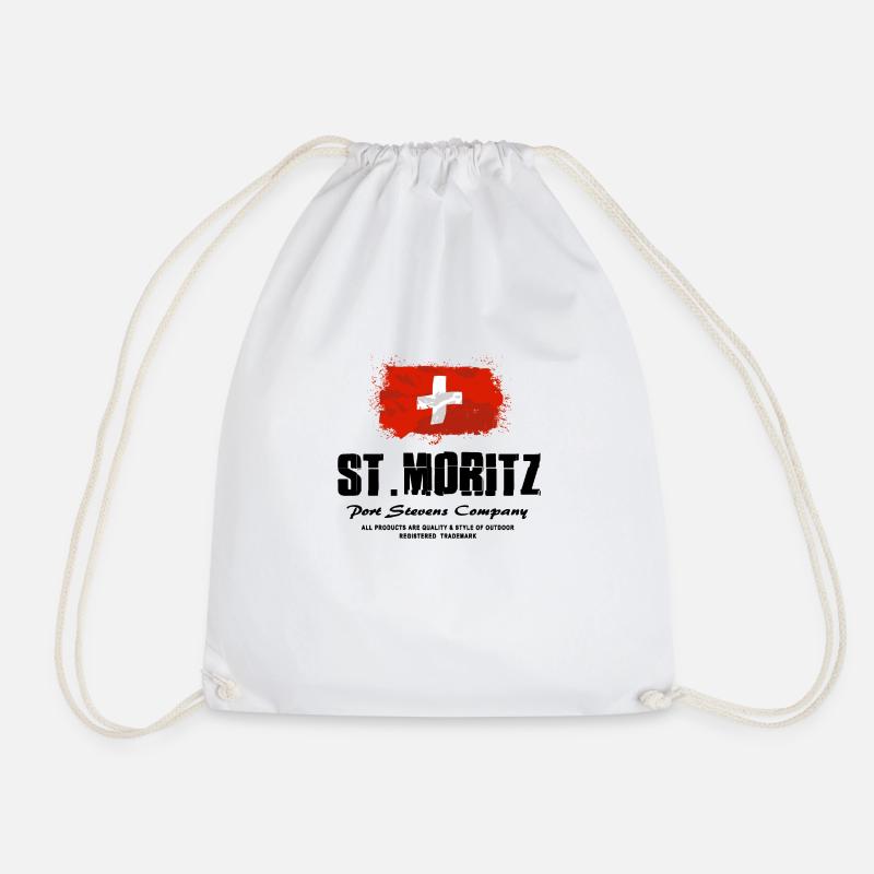 St. Moritz - Swiss Flag - Turnbeutel - Weiß