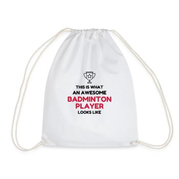 Badminton / Badminton Player / Birdie / Sport - Drawstring Bag - white - Front