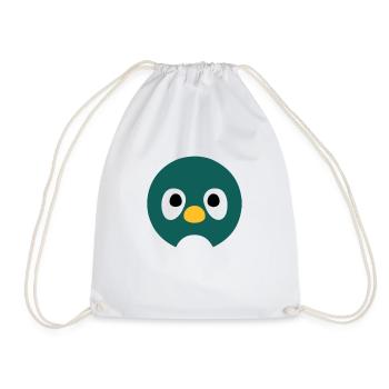 Cartoon Penguin Face - Drawstring Bag - white - Front