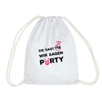 sie sagt ja wir party ring - Turnbeutel - Weiß - Vorne