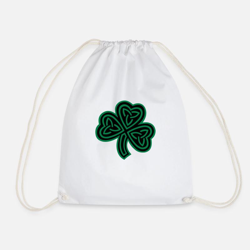 celtic shamrock trinity - Drawstring Bag - white